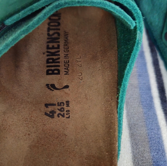 Birkenstock Uji nubuck-suede-leather slide sandals digital green unisex size 41 - Picture 6 of 6